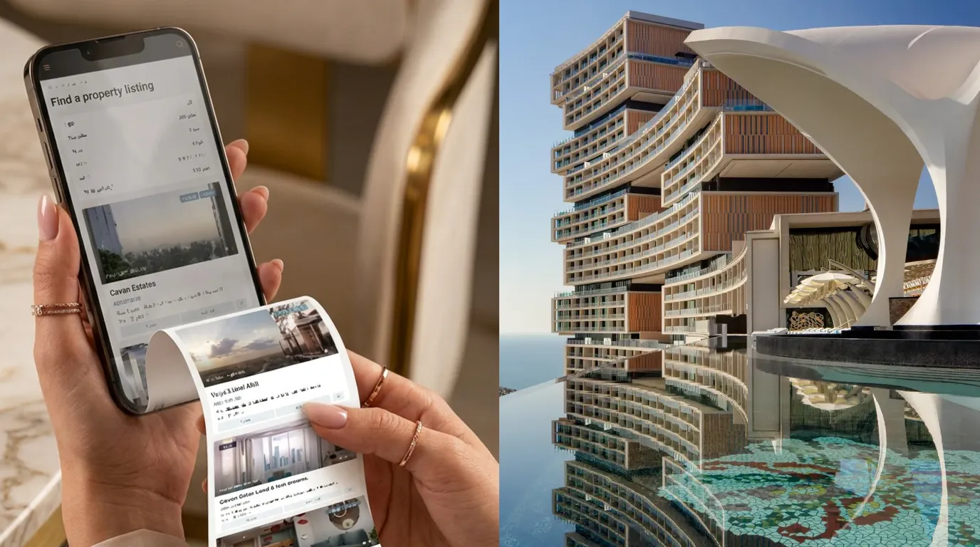 Property listings on a phone