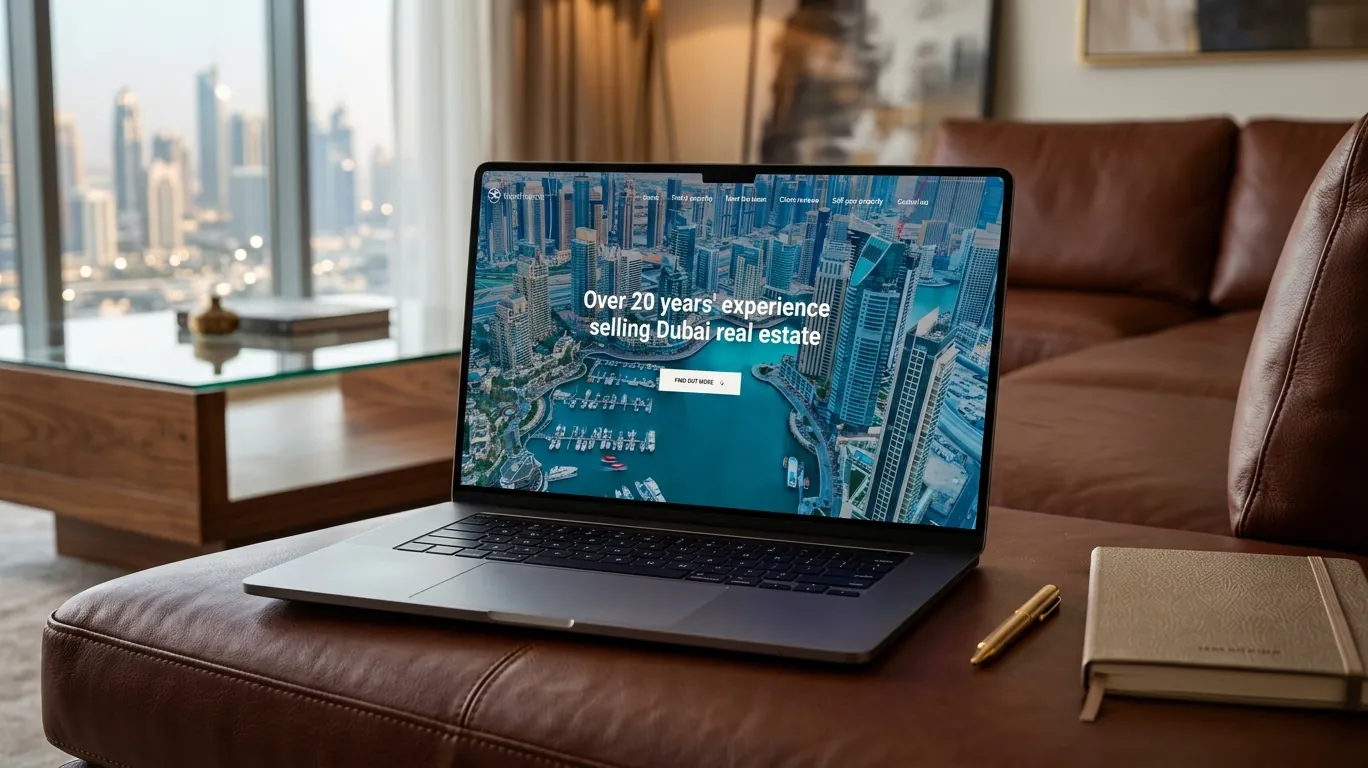 The mydubaiproperty.ae home page on a laptop